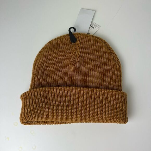 TIMBERLAND Est. 1973 KNIT BEANIE WINTER HAT Wheat Brown with Leather Patch NWT! - Picture 2 of 3